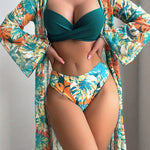 Conjunto de Bikini tropical - 3 piezas