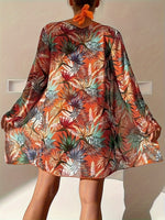 Conjunto de Bikini con Estampado Tropical y Kimono- 3 piezas