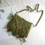Bolso de mano tejido de paja bohemio para mujer, bolso de mano informal con borla Simple, bolso cruzado de playa de verano para mujer