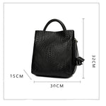 Bolso de mano de piel de vaca para mujer, bolso de mano de cuero de vaca, patrón de moda y lujoso, informal, versátil, negro