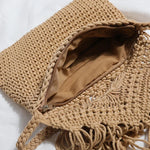 Bolso de mano tejido de paja bohemio para mujer, bolso de mano informal con borla Simple, bolso cruzado de playa de verano para mujer