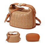 Yogodlns, bolso pequeño de paja de verano, bolso de hombro moderno, bolso cruzado de cubo tejido, bolso informal de playa junto al mar, bolso de mano con asa para niñas