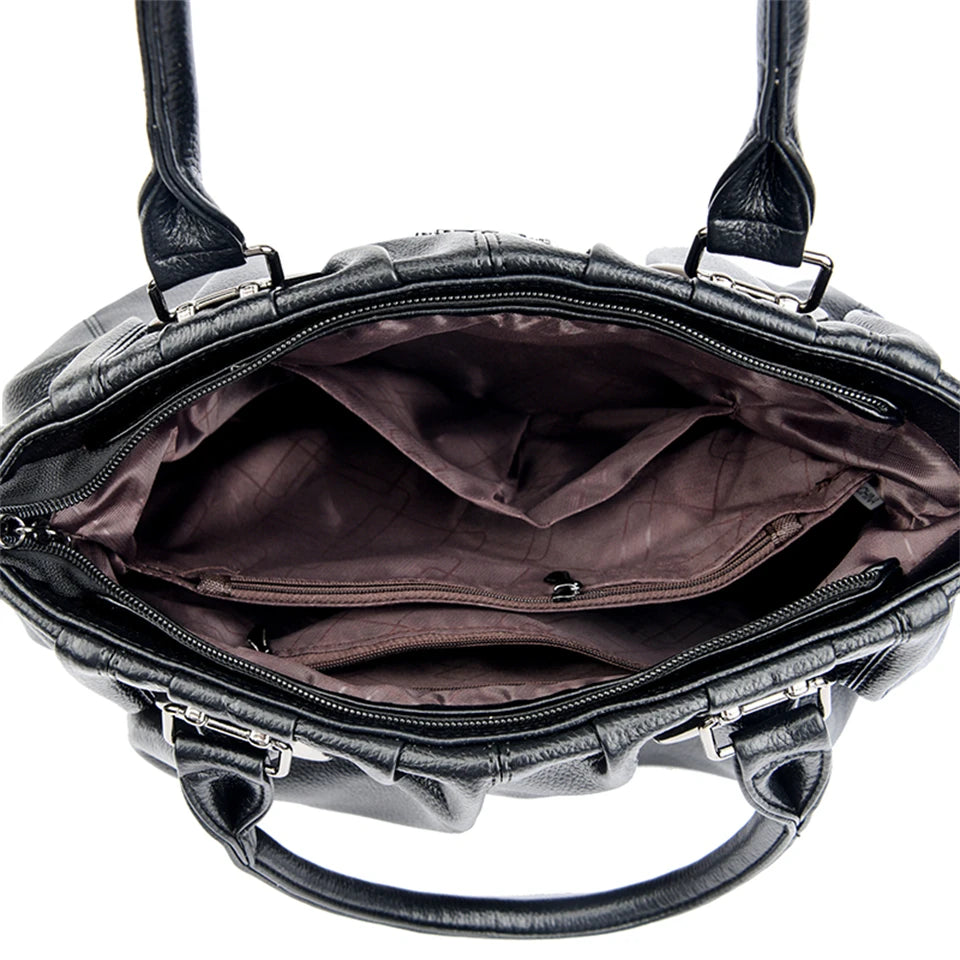 Bolso de mano informal genuino, bolsos de lujo para mujer, monederos y bolsos de diseñador, bolsos de mano de cuero suave de alta calidad para ir al trabajo