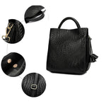 Bolso de mano de piel de vaca para mujer, bolso de mano de cuero de vaca, patrón de moda y lujoso, informal, versátil, negro