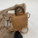 Bolso de playa bohemio de paja de verano para mujer, bandolera informal de gran capacidad hecha a mano con asa